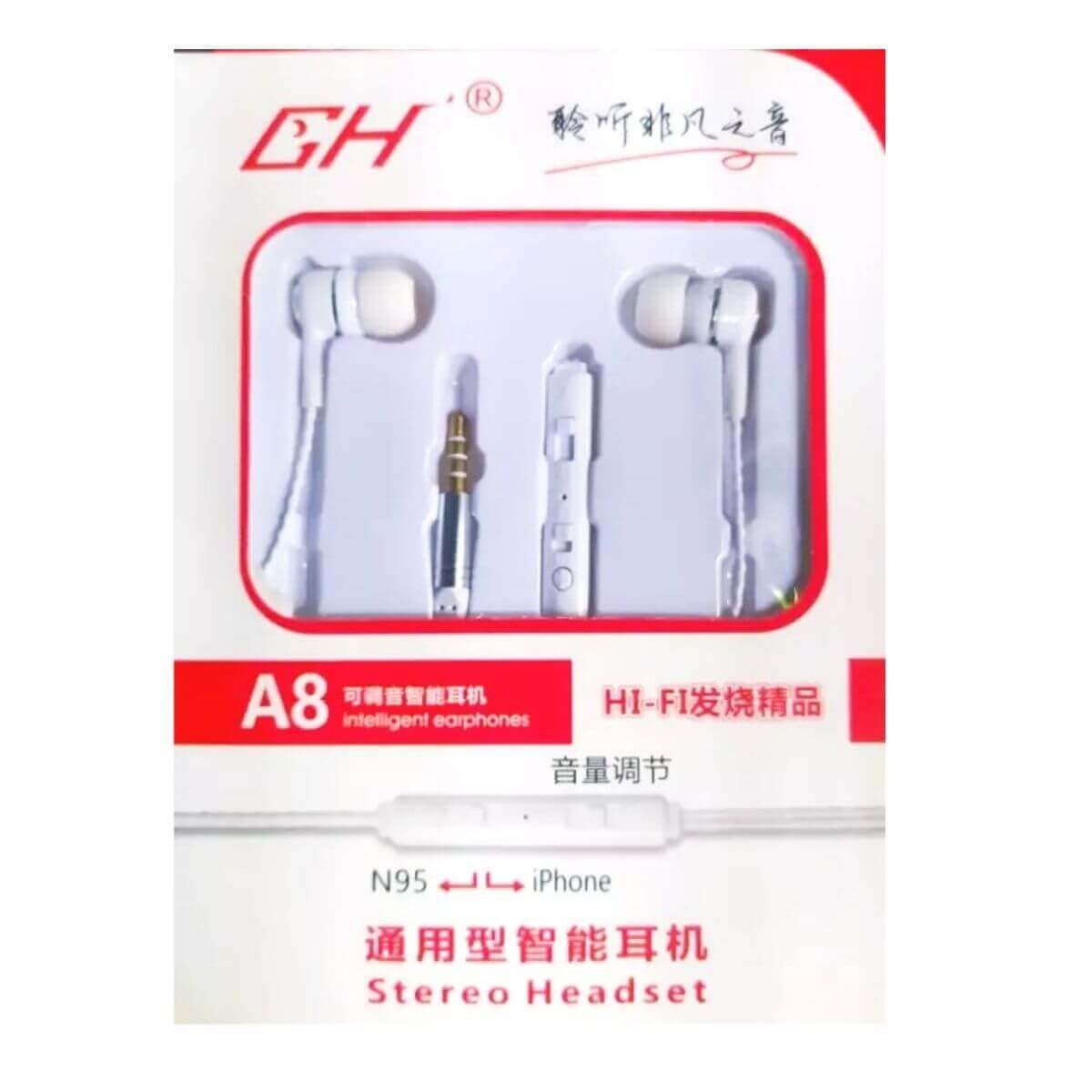 GH A8 Earphone Black & White