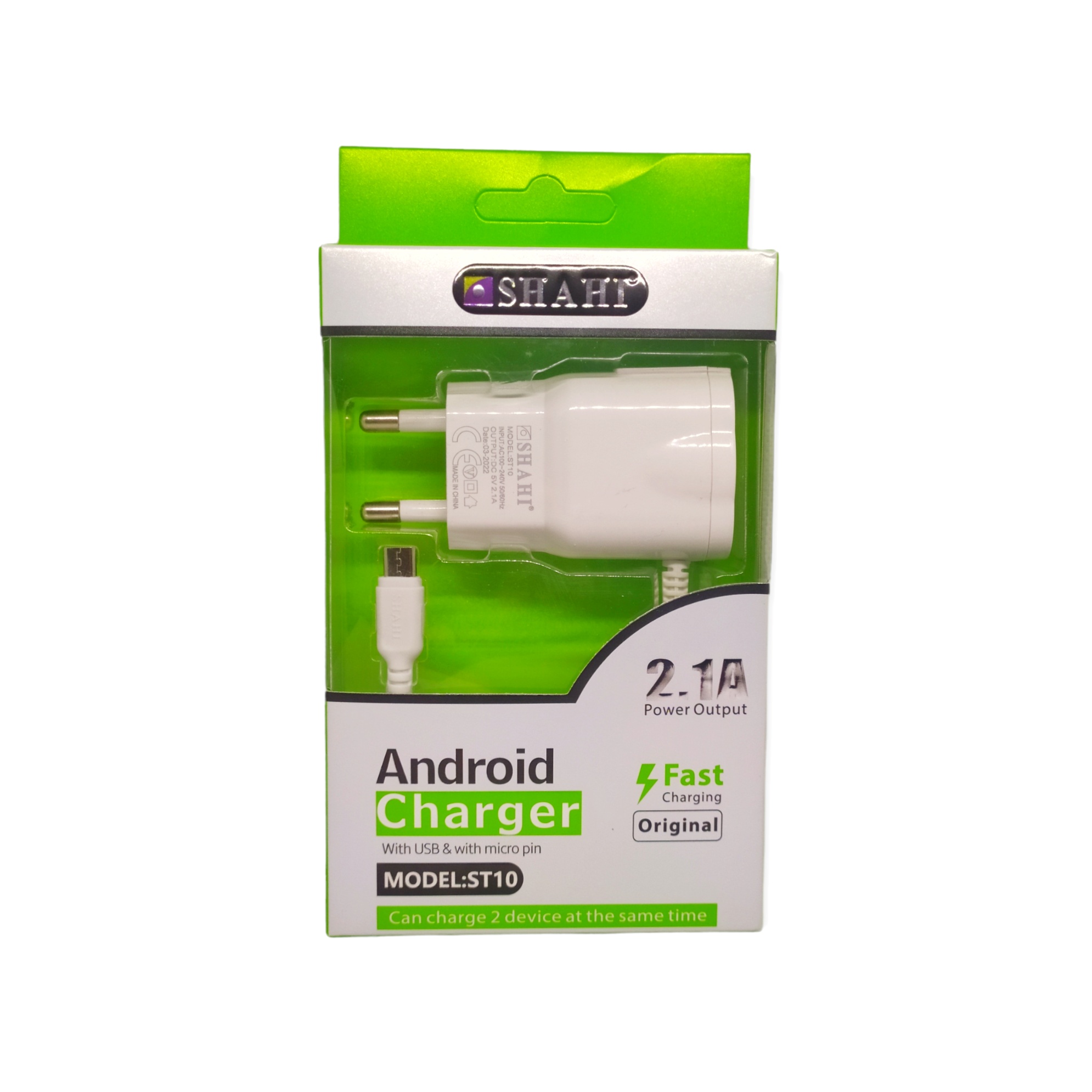 Shahi android charger 2.1A micro pin ST10