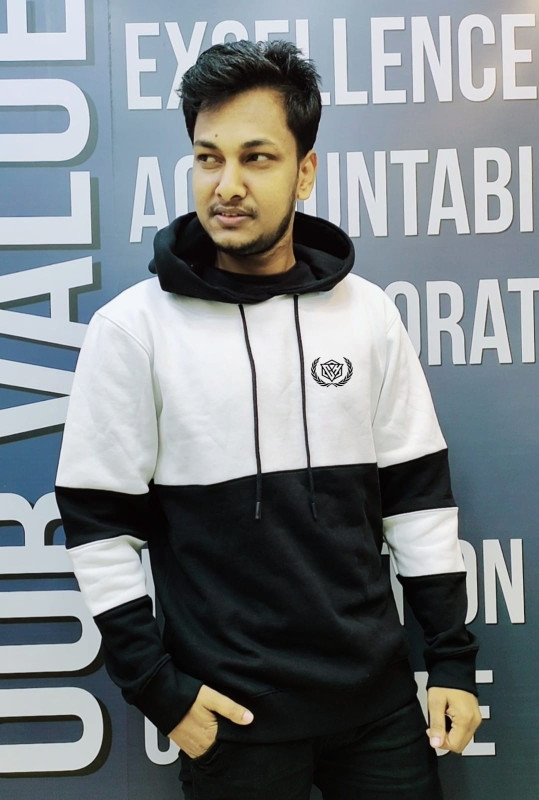 Stylish Premium Winter Hoodie For Men-Black and white