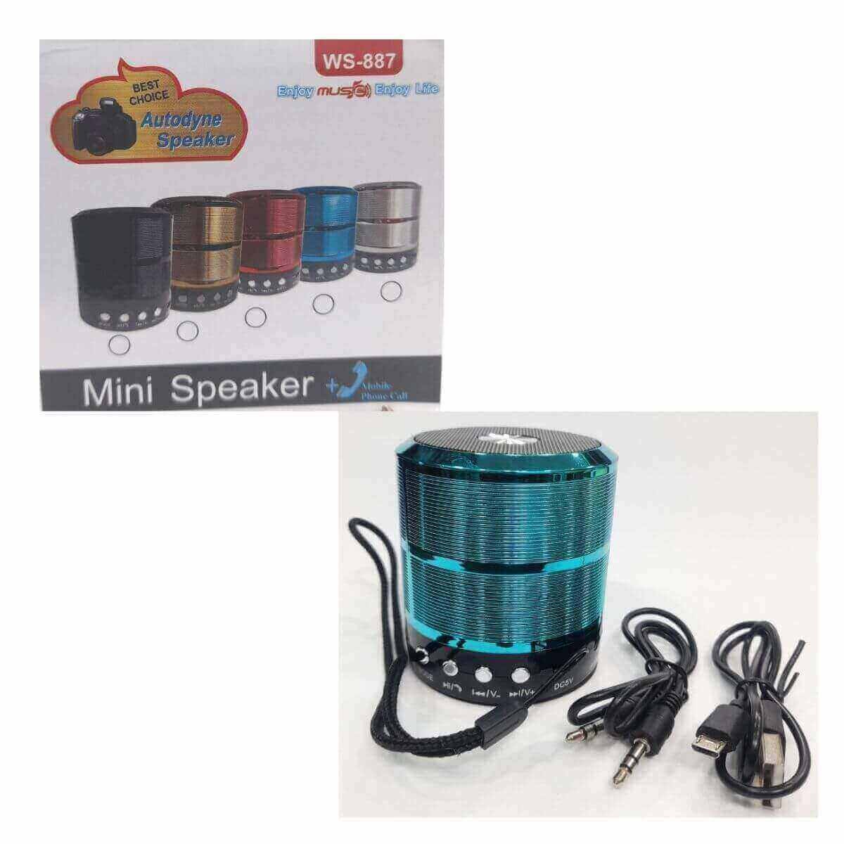 WS 887 Wireless Bluetooth Speaker TF USB FM AUX Portable Music Mini Speaker - Speaker