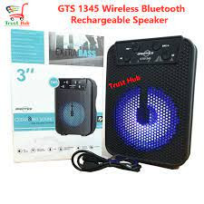 GTS 1345 Portable Rechargeable Wireless Bluetooth Speaker With FM Radio USB & SD Card Supported High Quality Sound & Extra Base