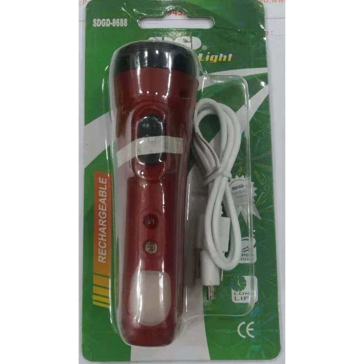 Torch Light {SDGD 8688} Rechargeable Flashlight LED USB Portable Torches