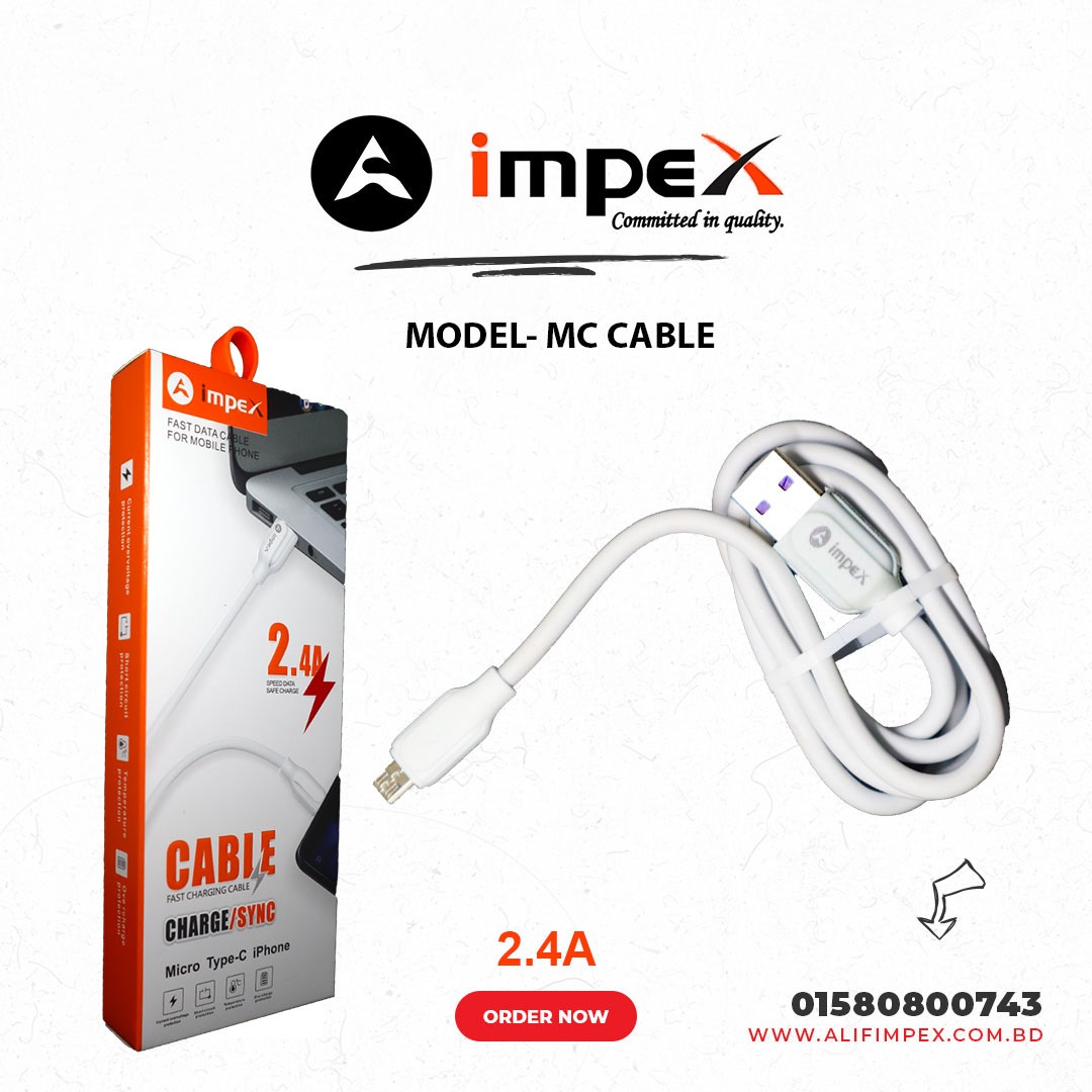 Impex Fast charging Cable 2.4A Iphone Pin